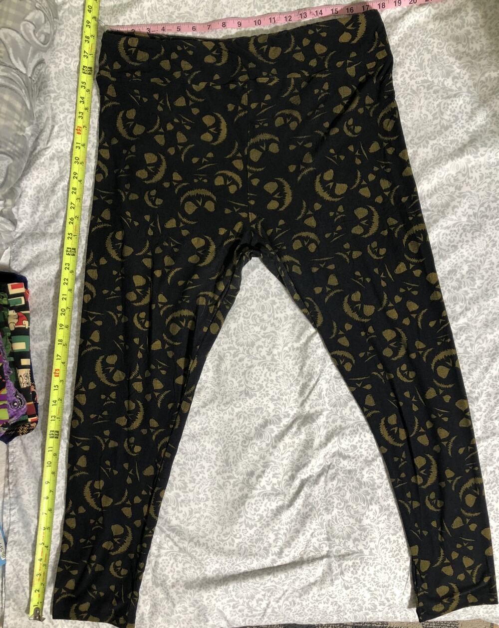 LuLaRoe Halloween Leggings TC2 / 3X NWOT Black Gold Jack O Lantern Pumpkin Face